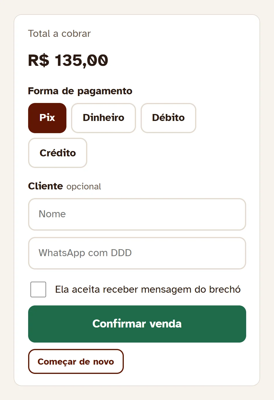 Forma de pagamento