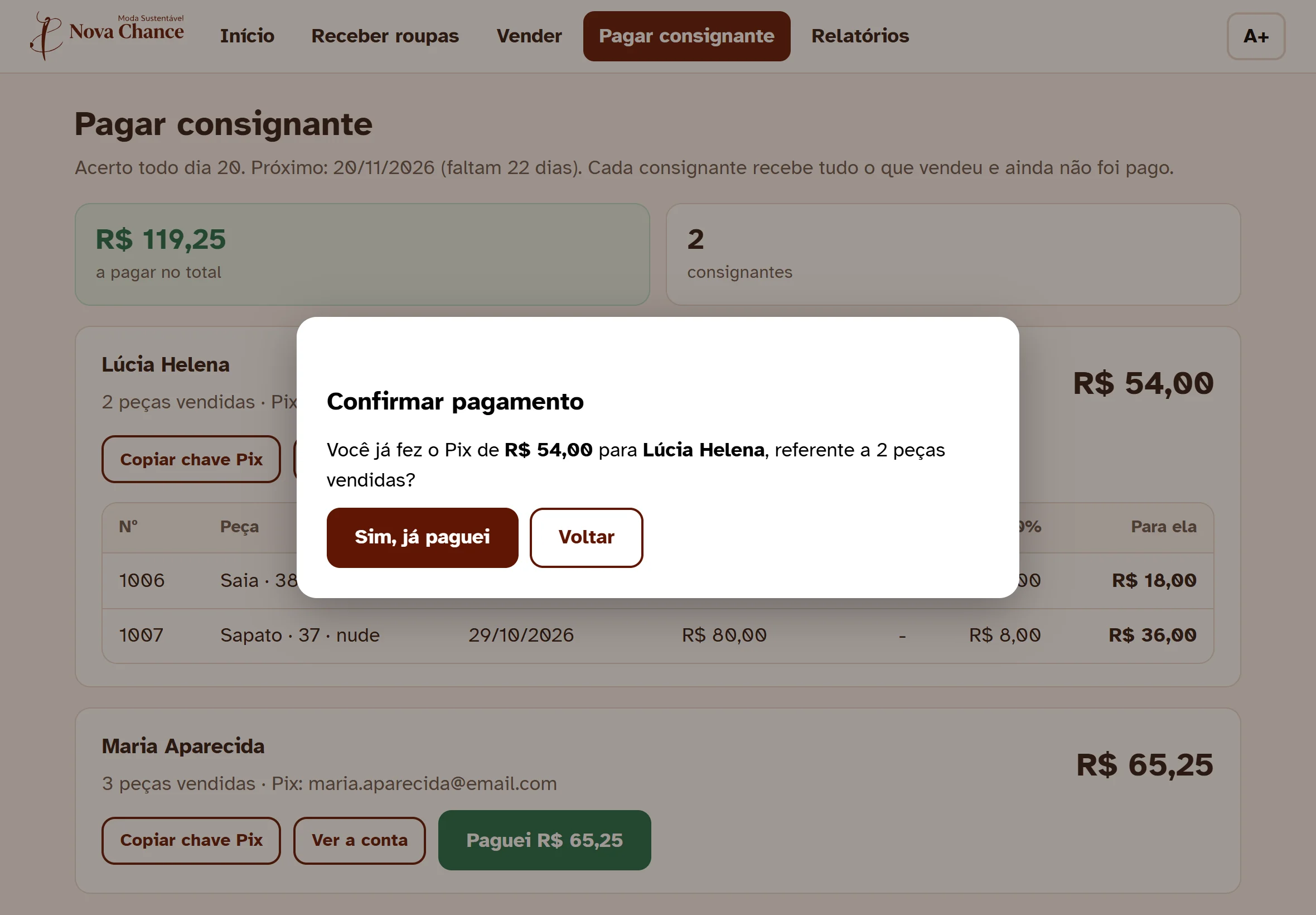 Confirmar pagamento