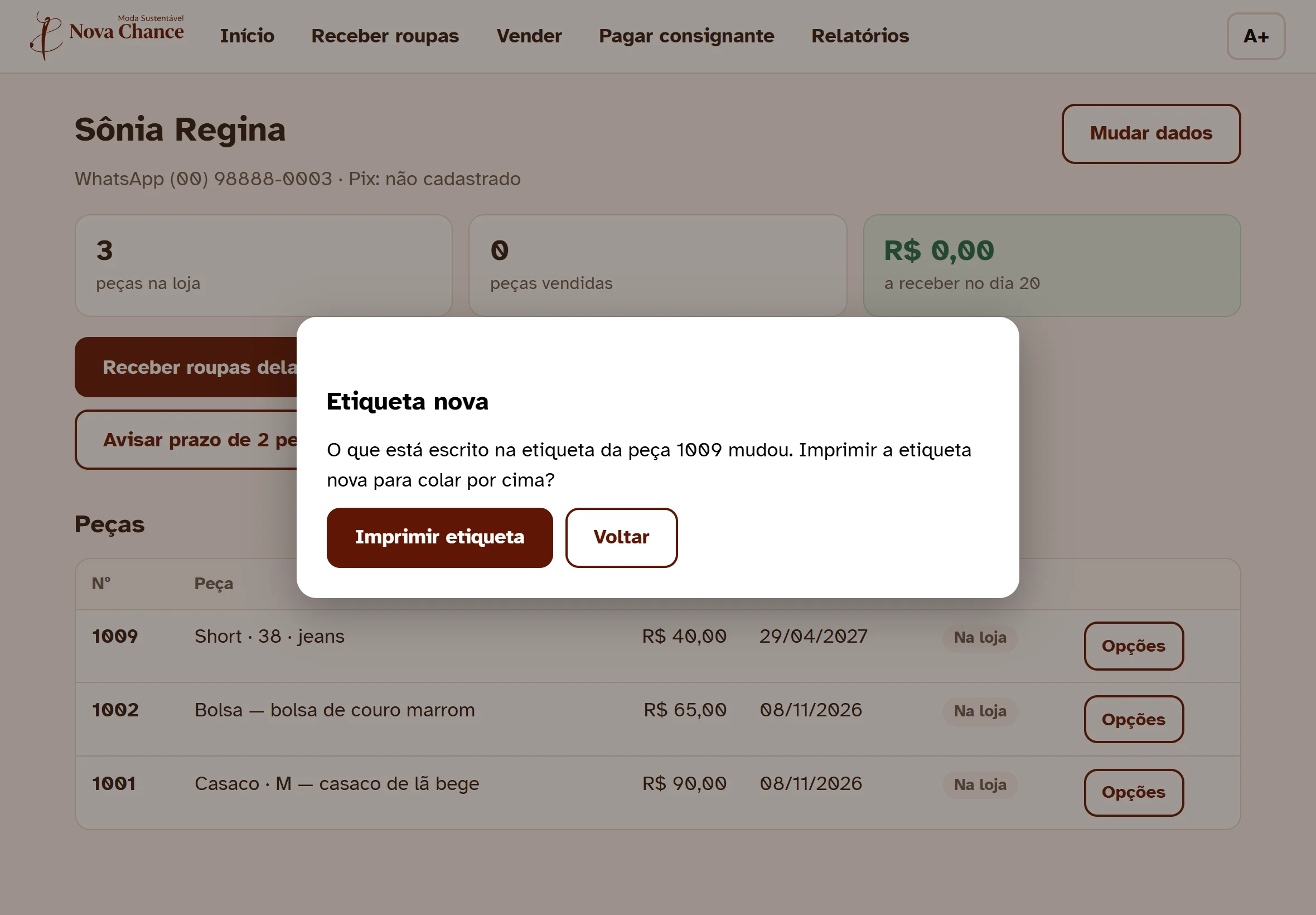 Etiqueta nova