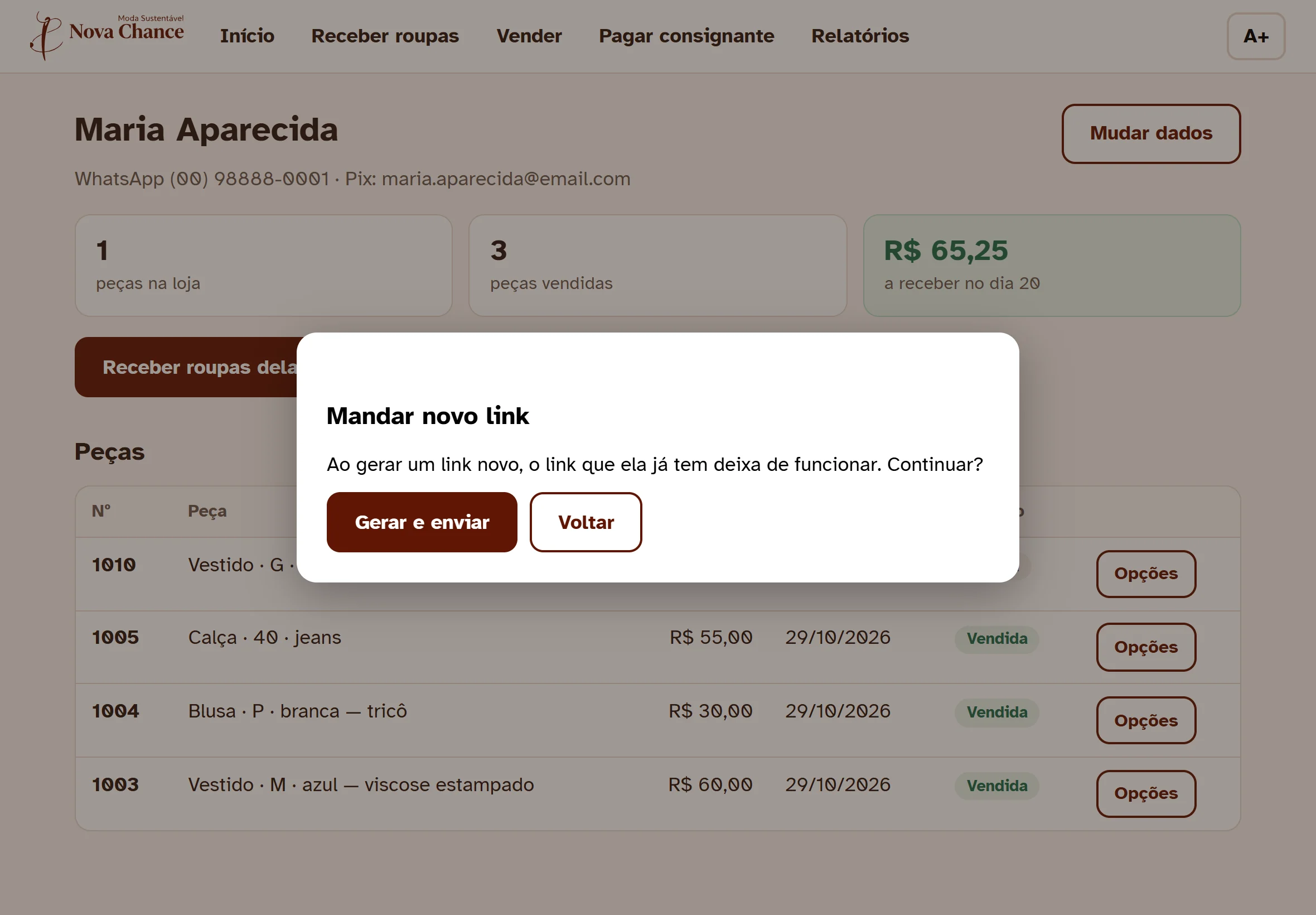 Mandar novo link